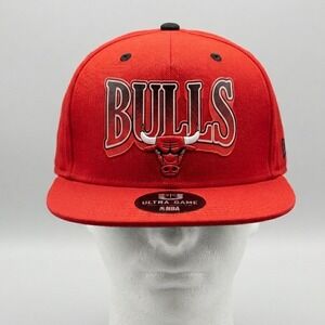 Chicago Bulls‎ Red Snapback Hat Ultra Game NBA Flat Bill Cap New